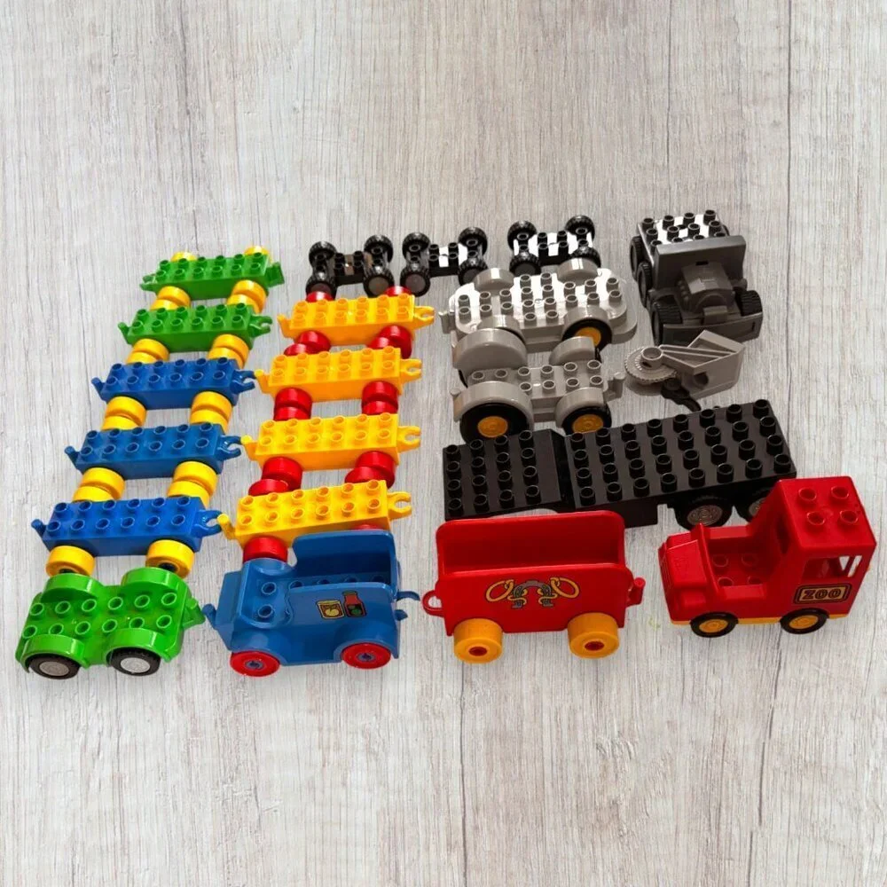 LEGO Duplo 20+ Train Car Bases Trailers Vehicle Wheels Lot Preschool Building